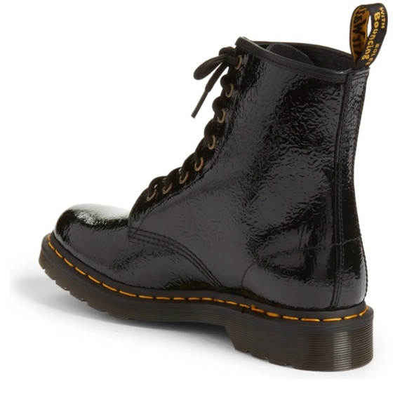 NIB $170 Dr. Martens 1460 Boot (Women) in DISTRESSED BLACK PATENT! - Picture 2 of 6